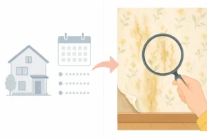 建物の築年数ではなく壁紙自体の状態を見て判断するイメージ