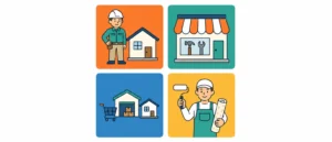壁紙張り替えの依頼先4種類(工務店・リフォーム会社・ホームセンター・壁紙張り替え専門業者)のイメージ
